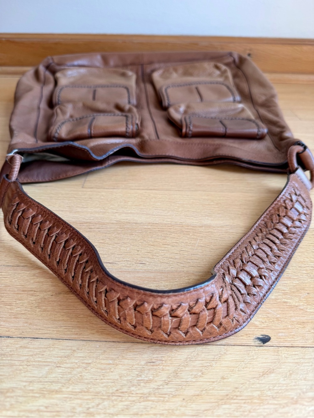 Banana Republic - Brown Pebbled Leather Shoulder/Hobo Bag, Pockets! - Picture 10 of 14